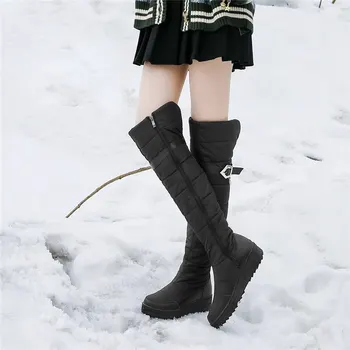 ASUMER Aukščiausios kokybės Karvės natūralios odos žieminiai sniego batai moterims užtrauktukas platformos batai mados šiltas, virš kelio, auliniai batai moterims