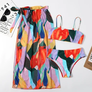 Aukštos Juosmens Moterų Maudymosi 2021 Seksualus Spausdinti Bikini Komplektas Tvarstis Bikini & Akių Padengti Iki 3 Gabalus Brazilijos maudymosi Kostiumėliai, Maudymosi Kostiumą
