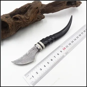 Aukštos kokybės Damaske rankų darbo medžioklės peilis Damasko plieno Ragų cavel, rankena, išgyvenimo peiliai, kempingas faca arbatos įrankis