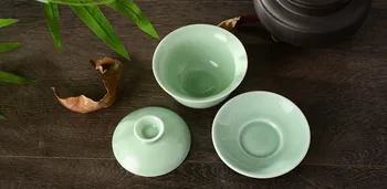 Aukštos kokybės tradicinis Kinų spalvos jūros vandens gai wan arbatos rinkinys,Kinija Dehua Kaulų Arbatos puodelio gaiwan arbatos porceliano teacup arbatos rinkinys virdulys