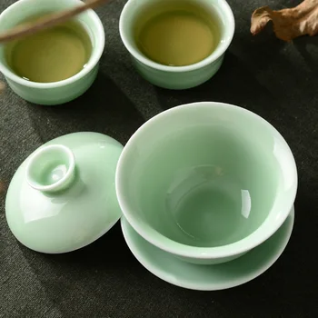 Aukštos kokybės tradicinis Kinų spalvos jūros vandens gai wan arbatos rinkinys,Kinija Dehua Kaulų Arbatos puodelio gaiwan arbatos porceliano teacup arbatos rinkinys virdulys