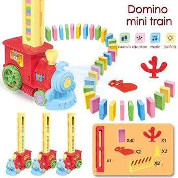 Automatinis, Kuriuo Domino Plytų Traukinio Automobilio Nustatyti Garso, Šviesos, Vaikams Spalvingas Plastiko Domino Blokų Žaidimas Žaislai Dovana Mergaitė Berniukų