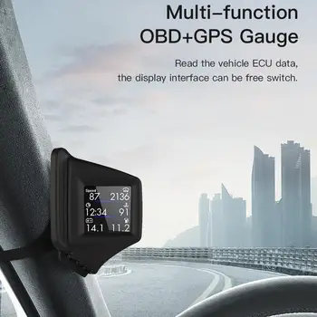 Automobilių HUD Head Up Display Digital GPS Spidometras Odometras Su greičio viršijimo Signalas
