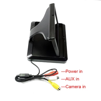 Automobilių skystųjų KRISTALŲ Ekranas 5 colių Sulankstomas Spalvotas LCD Ekranas Automobilio Galinio vaizdo Kamera Su 2 AV Išėjimas Parkavimo Sistemos