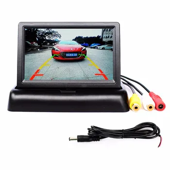 Automobilių skystųjų KRISTALŲ Ekranas 5 colių Sulankstomas Spalvotas LCD Ekranas Automobilio Galinio vaizdo Kamera Su 2 AV Išėjimas Parkavimo Sistemos