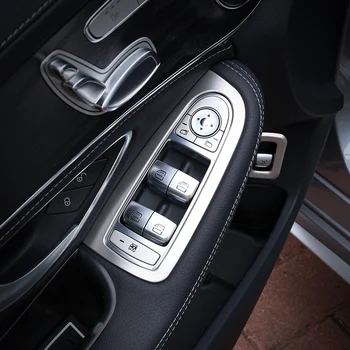 Automobilių stiliaus padengti apdaila langų pakėlimo mygtuką perjungti china nerūdijančio plieno vidus Šviesus Mercedes Benz Naujas C Klasės W205 GLC 4954