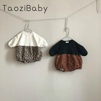 Baby Girl Bodysuits Leopardas Spausdinti Pliušinis vientisas Kūdikių Mados Modelis Sujungimas Paketo Bezdalius Vijoklis Mergaitės Drabužiai