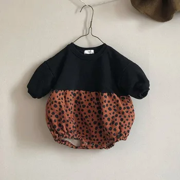 Baby Girl Bodysuits Leopardas Spausdinti Pliušinis vientisas Kūdikių Mados Modelis Sujungimas Paketo Bezdalius Vijoklis Mergaitės Drabužiai