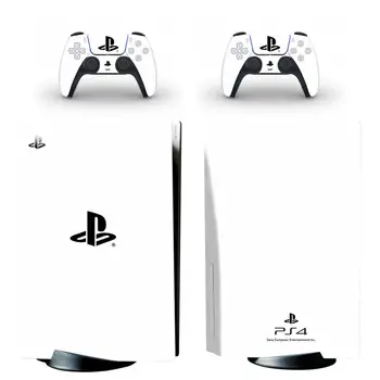 Balta Sidabro Spalva PS5 Standartinis Diskas Odos Lipdukas, Decal Padengti 5 PlayStation Konsolės ir Valdytojai PS5 Odos, Vinilo Įklijos 7829