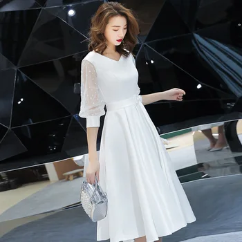 Baltas Plonas Suknelė, Kinų, Rytietiškas V-kaklo Vestuvių Moterų Sexy Trumpi Cheongsam Vakaro Suknelė Elegantiškas Princesė Suknelės Šiuolaikinės Qipao