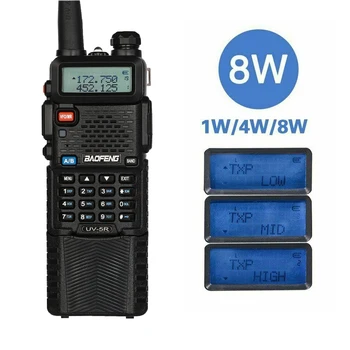 Baofeng UV-5R Galia 8W Triple 8/4/1 W Didelės Galios 10km Ilgio Rang Du Būdu Radijo VHF UHF Dual Band UV5R Nešiojamų Walkie Talkie
