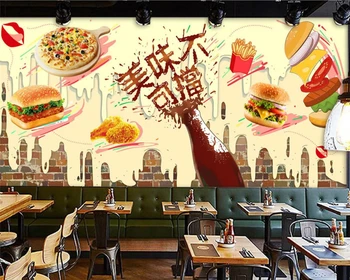 Beibehang Individualų Europos ir Amerikos ranka-dažytos mėsainiai restoranas fono sienos popieriaus papel de parede 3d tapetai