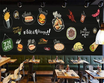 Beibehang Individualų Europos ir Amerikos ranka-dažytos mėsainiai restoranas fono sienos popieriaus papel de parede 3d tapetai