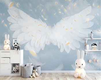 Beibehang Pritaikyti naujas baltos spalvos plunksnų sparnus tapetai kambarį, TV foną sienos dokumentų namų dekoro tėtis peint