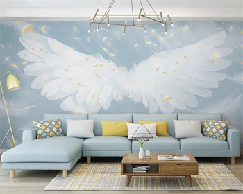 Beibehang Pritaikyti naujas baltos spalvos plunksnų sparnus tapetai kambarį, TV foną sienos dokumentų namų dekoro tėtis peint