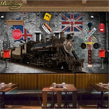 Beibehang Užsakymą tapetai ant sienos popieriaus freskomis sienų lipdukai Retro traukinio freskos fone, Baras, restoranas Tapyba fone