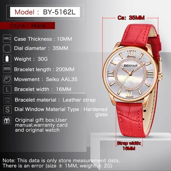 BENYAR Moterų Žiūrėti Kūrybos Laikrodis Lady Laikrodžiai Top Brand Prabangius Kvarcas Aukso Mados Odos Laikrodis Montres Femme Reloj Mujer 30676