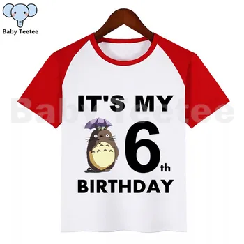 Berniukų, Mergaičių Totoro Japonų Anime Gimtadienio Drabužius T-shirt Berniukas Laimingas Spausdinimo Vaikų Drabužių Viršūnes Marškinėlius