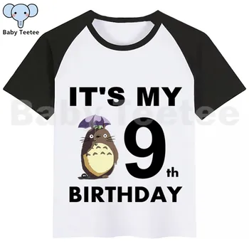 Berniukų, Mergaičių Totoro Japonų Anime Gimtadienio Drabužius T-shirt Berniukas Laimingas Spausdinimo Vaikų Drabužių Viršūnes Marškinėlius