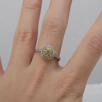 BIJOX ISTORIJA, mados moterų žiedas 925 sterling silver juvelyriniai dirbiniai su apvalios formos citrinas rašė žiedai, vestuvių pažadas šalis dydis 6-10