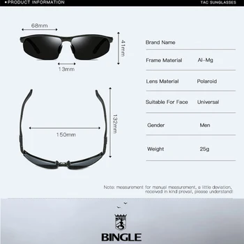 BINGLE Aliuminio Poliarizuoti akiniai nuo saulės Sporto mados veidrodis prabanga akys stiklines Apvalios Nuotraukos vairavimo žvejybos UV400 Outdoorvintage