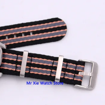 Bliger 41mm Black Dial Mechaninė Automatinė Mens Watch Nailono Diržas Sapphire Kristalas, Šviesos Vandeniui Kalendorius Laikrodis Vyrams