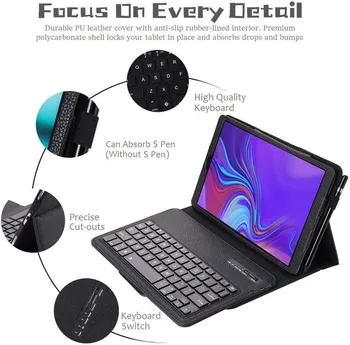 Bluetooth Keyboard Case for Samsung Galaxy Tab A6 10.1 2016 2019 SM-T580 T585 510 T515 Nuimamas Wireless Keyboard Cover+Dovana 21574