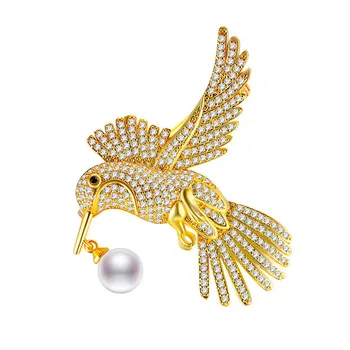 Boutique mados ins naujas kailis sagė rudens ir žiemos hummingbird su pearl pin pokylių priedai hijab smeigtukai dovanos moterims