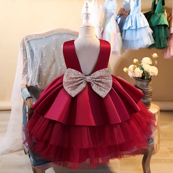 Bowknot Baby Girl Dress Vaikų Šalis Kostiumas Vaikams Oficialią Įvykiai Atsitiktinis Kūdikis Tutu Gėlių Suknelė Kalėdų Mergina Vestuvių Suknelė