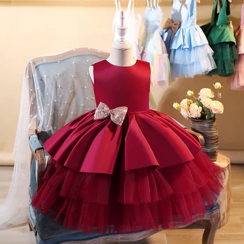 Bowknot Baby Girl Dress Vaikų Šalis Kostiumas Vaikams Oficialią Įvykiai Atsitiktinis Kūdikis Tutu Gėlių Suknelė Kalėdų Mergina Vestuvių Suknelė