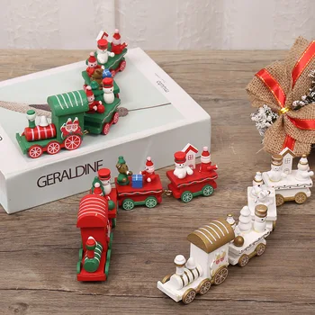 C-Naujas Kalėdų Traukinys Dažytos Medžio Kalėdinė Dekoracija Namuose su Santa/meška Kalėdos vaikas žaislų, dovanų ornamentu naujųjų metų Dovana