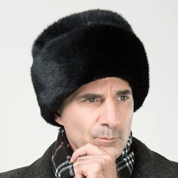 CAMOLAND Mens Žiemą Šiltą Kepurę rusijos Ushanka Skrybėlės Dirbtiniais Kailio Raštas Ausies Bžūp Vyrų Bombonešis Hat, Black Armijos Kepurės 1002