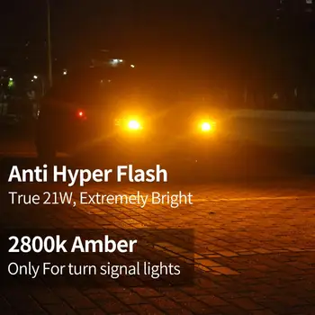 Canbus Nr. Hyper Flash PY21W 7057 7440 3156 LED Zjeżdżalnia Balta/Gintaro T20 BAU15S 1156 Dual Spalva Posūkio Signalo Lemputės DRL