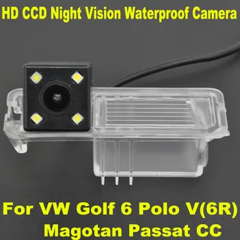 CCD Automobilių CCD 4 LED NAKTĮ Atvirkštinio Atsarginės automobilių Stovėjimo aikštelė Vandeniui atspari Galinio vaizdo Kamera VW Polo V (6R) Golf 6 VI Passat CC Magotan