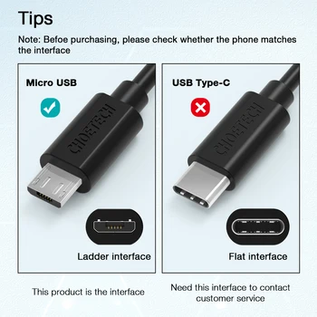 CHOETECH 10VNT Daug, Micro USB Laidas, 5V 2.4 samsung 3.9 ft 1.2 v Greitas Įkroviklis, Telefono Kabelis xiaomi 