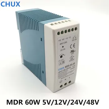 CHUX Aukštos Kokybės Din Bėgelio impulsinis Maitinimo šaltinis 60W 5V (12V 24V 48v išėjimo LED Vairuotojo CE Sertifikatas MDR-60 Transformatorinės