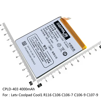 CPLD-403 CPLD-407 Baterija Letv LeEco Coolpad Cool1 R116 C106 C106-7 C106-9 C107-9 Coolpad Play6 RK-I0 VCR-A0 Baterijos