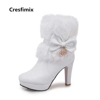 Cresfimix 2018 m. moteris aukštos kokybės pu odos šiltas batai su dirbtiniais kailiais panele laisvalaikio šalis, naktinis klubas, batai, rudens batai a2329