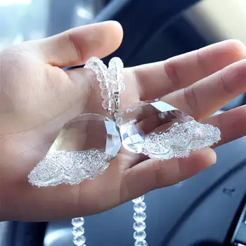 Crystal Automobilių Pakabukas Diamond angelas sparnų bowknot optikos Kabantys Papuošalai galinio vaizdo Veidrodis sparnus Dekoro Auto Priedai