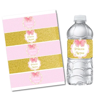 Custom Drugelis Princesė Pink Polka Dots Aukso Vandens Butelį Vyno Etiketes, Saldainiai Baras Wrapper Baby Shower Gimtadienio Apdaila 1723