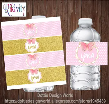 Custom Drugelis Princesė Pink Polka Dots Aukso Vandens Butelį Vyno Etiketes, Saldainiai Baras Wrapper Baby Shower Gimtadienio Apdaila