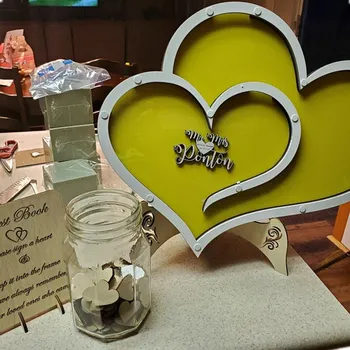 Custom Dvigubo Širdies formos Vestuvių svečių knyga medinė dėžutė Skaidri Širdies Drop box Vestuvių drop box noras langelį 3D Svečių