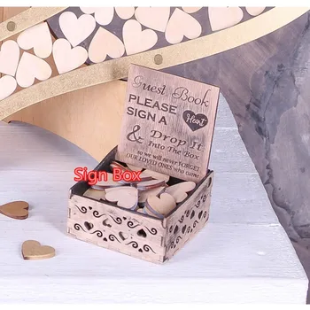 Custom Dvigubo Širdies formos Vestuvių svečių knyga medinė dėžutė Skaidri Širdies Drop box Vestuvių drop box noras langelį 3D Svečių