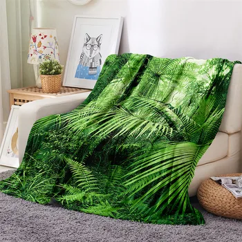 Custom Žaliųjų Augalų Lapai Plauko antklodė Super Minkštas Mesti Antklodę Linija Modern Art Antklodė už Sofos Mesti Kelionės Dropship