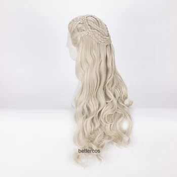 Daenerys Targaryen Cosplay Perukas Ilgi Banguoti Dragon Motinos Karščiui Atsparių Sintetinių Plaukų Perukas + Perukas Bžūp