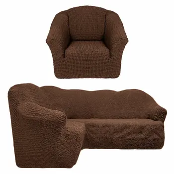 Dangtelis kampe sofa + 1 fotelis be raukiniai šokolado 201 27405