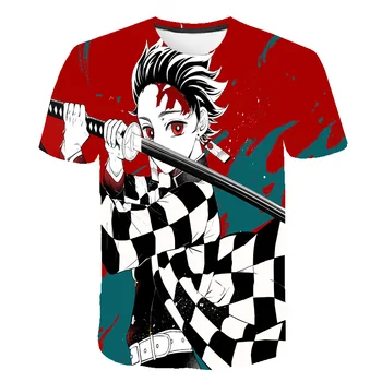 Demon Slayer 3D baby boy Marškinėliai mergina juokinga T-shirt off white Anime Harajuku Dvasios Ašmenys berniukų drabužiai Dovana vaikui Streetwear