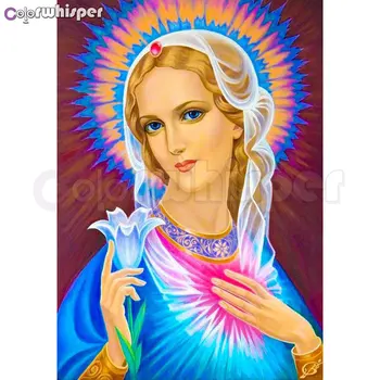 Diamond Tapybos kvadratiniu/ Apvalus Religijos Jėzus Kristus, Marija, Tikėjimo Daimond Tapybos kalnų krištolas Siuvinėjimo Kryželiu 649DP