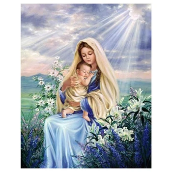 Diamond Tapybos Mergelės Marijos Vaikai Krikščionių Religijoje Jėzaus Kristaus 