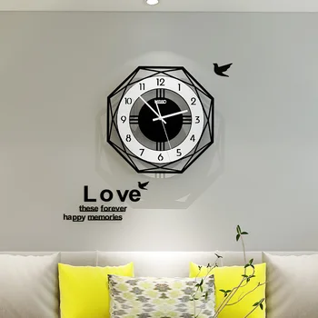 Didelis Geometrinis Šiaurės Europos Stiliaus Sieninis Laikrodis Modernus Dizainas Kambarį Kūrybinių Mados Laikrodis Su Siena Lipdukas Namų Dekoro